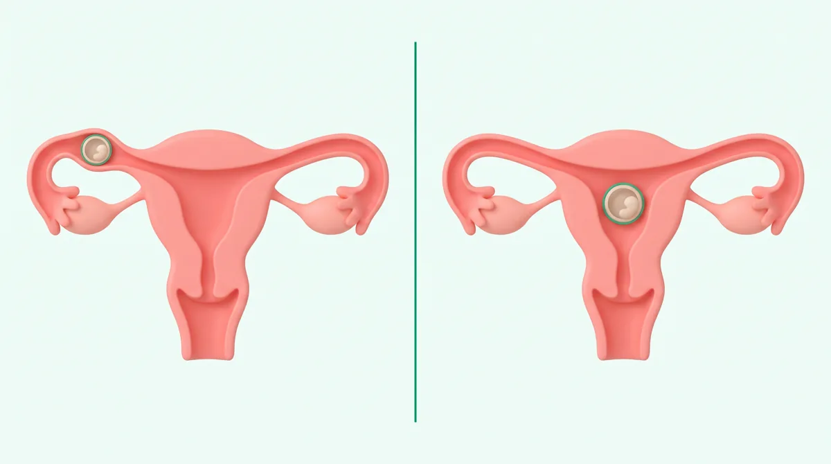 Grossesse extra-utérine : implantation dans la trompe comparée à une implantation normale