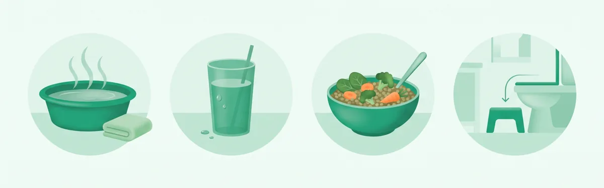 علاج البواسير في المنزل: حمام مقعدة وماء وألياف